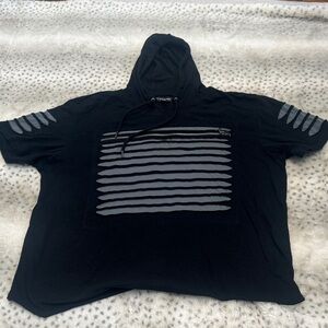 INC International Concepts Black Hooded Shirt